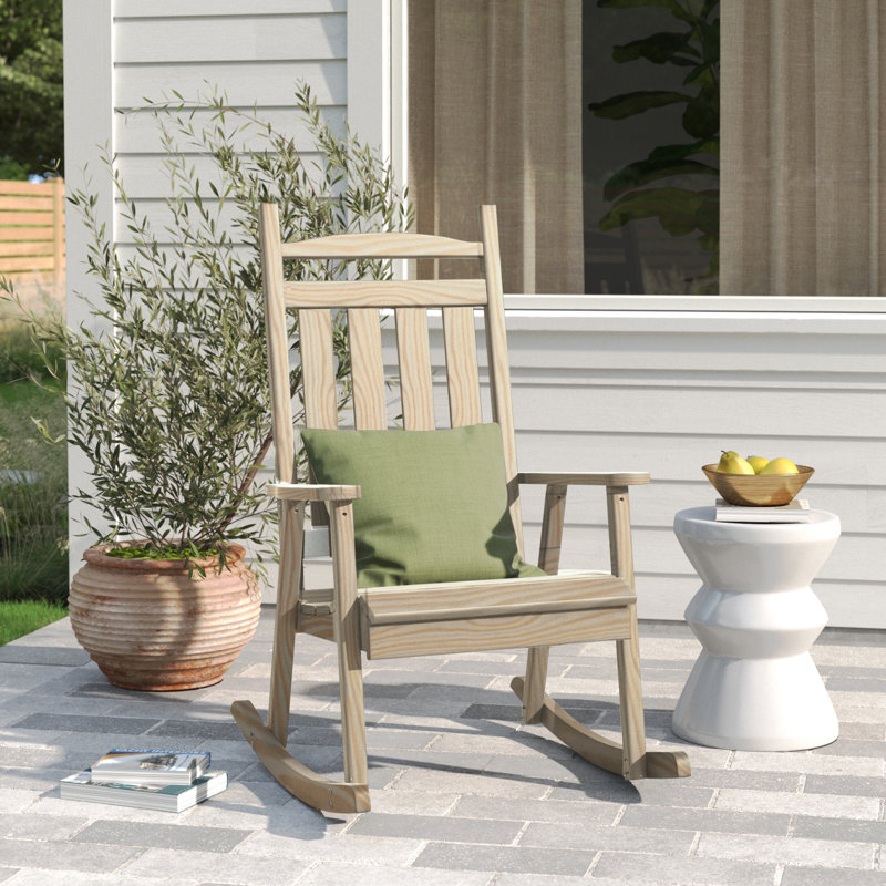 Chaise berçante en bois massif Beda Classic, Brut