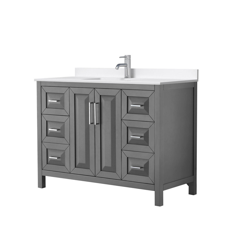 Daria 48 in. Vanity, White Quartz, Gray, Polished Chrome