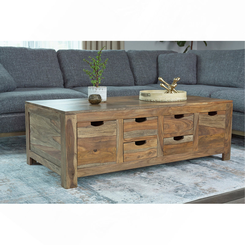 Table basse à 6 tiroirs Natural Sheesham