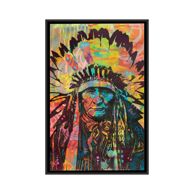 «Native American II», impression sur toile, H 26 po x l 18 po x P 1,5 po, Toile avec cadre noir