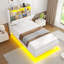 Floating Bed Frame with Charging Station, LED Lights and Upholstered Headboard for Bedroom, Modern Floating Beds with Hidden Storage Compartment, No Box Spring Needed-1767633208-1767633209