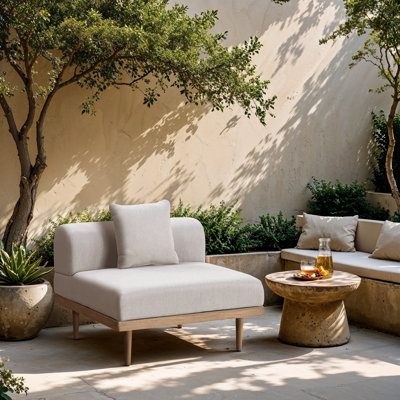 Madeleine Resilient Water Resistant Olefin Fabric Upholstered Outdoor Patio Armless Modular Chair