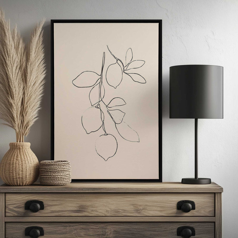 «Minimal Lemons» par Garima Dhawan, reproduction de dessin, H 16 po x l 12 po, Cadre flottant, Noir