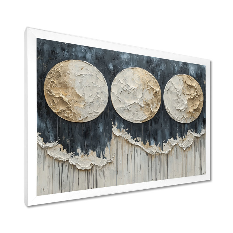 Mattson - Abstract Large Wall Art, Single Picture Framed, 16" H x 32" W, White