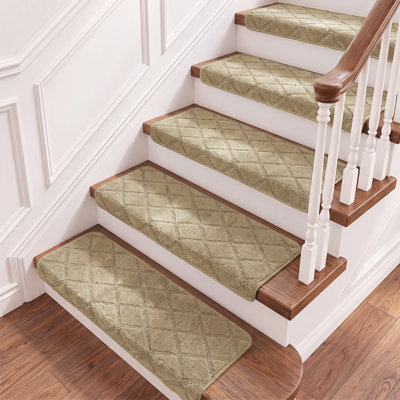 14 pièces de tapis d'escalier antidérapant pour escalier en bois Bullnose 9,5 po x 30 po