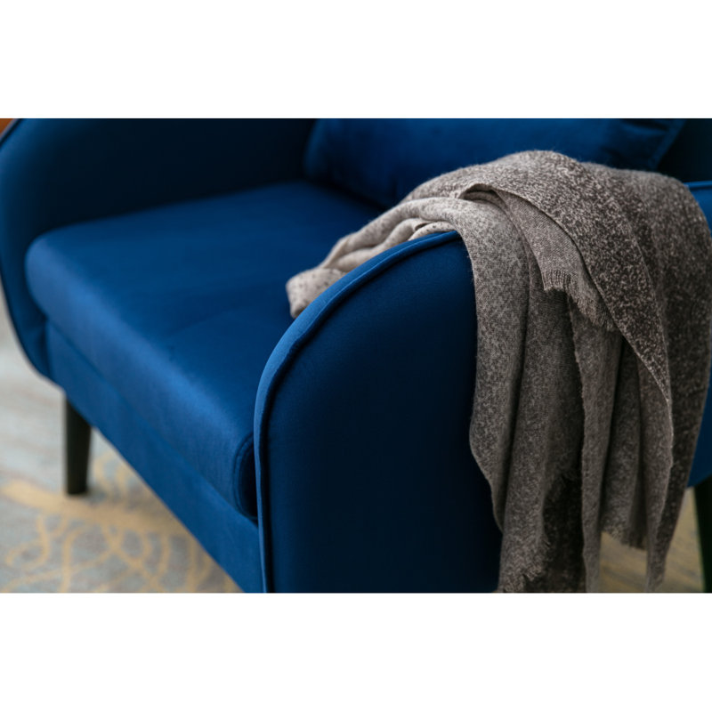 Chaise d'appoint, pieds en bois massif KD avec peinture. Le tissu recouvre le siège. Avec un coussin., Marine