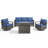 4-Piece Outdoor Rattan Modern Patio Fire Pit Conversation Set With Sofa & Swivel Chair-981370270-981370271
