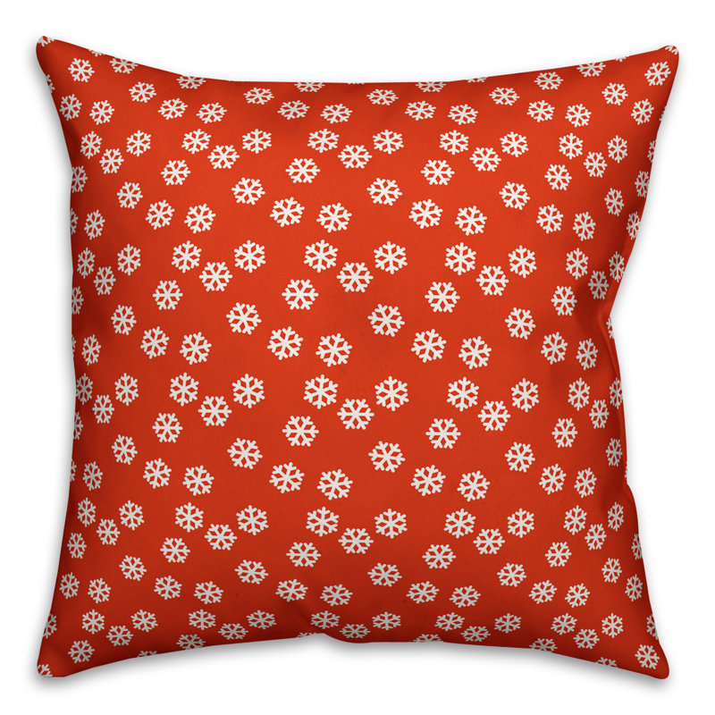 Snowflakes Geometric Throw Pillow, 18" x 18", Indoor, Red