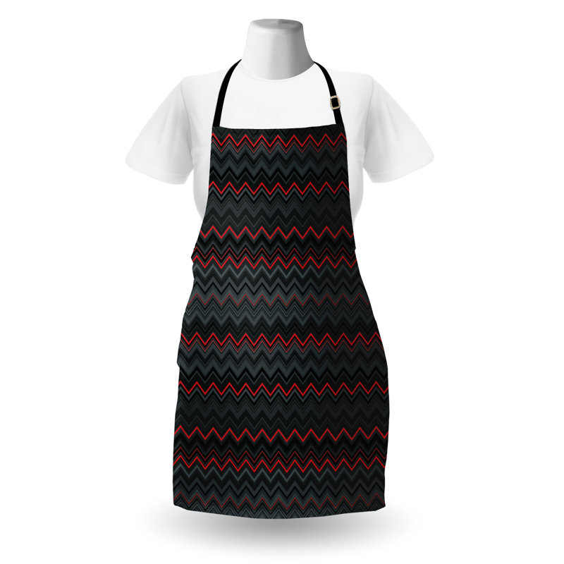 Tablier abstrait East Urban Home, motif à chevrons en zigzag, taille adulte, gris anthracite