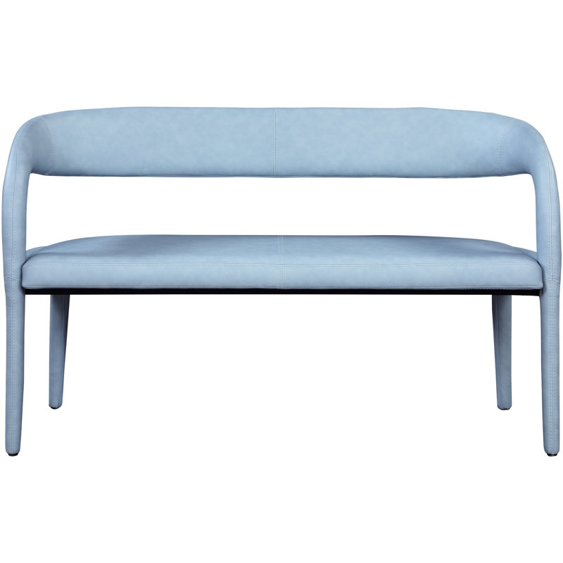 Sylvester Aurich Faux Leather Bench, Light Blue Vegan Leather
