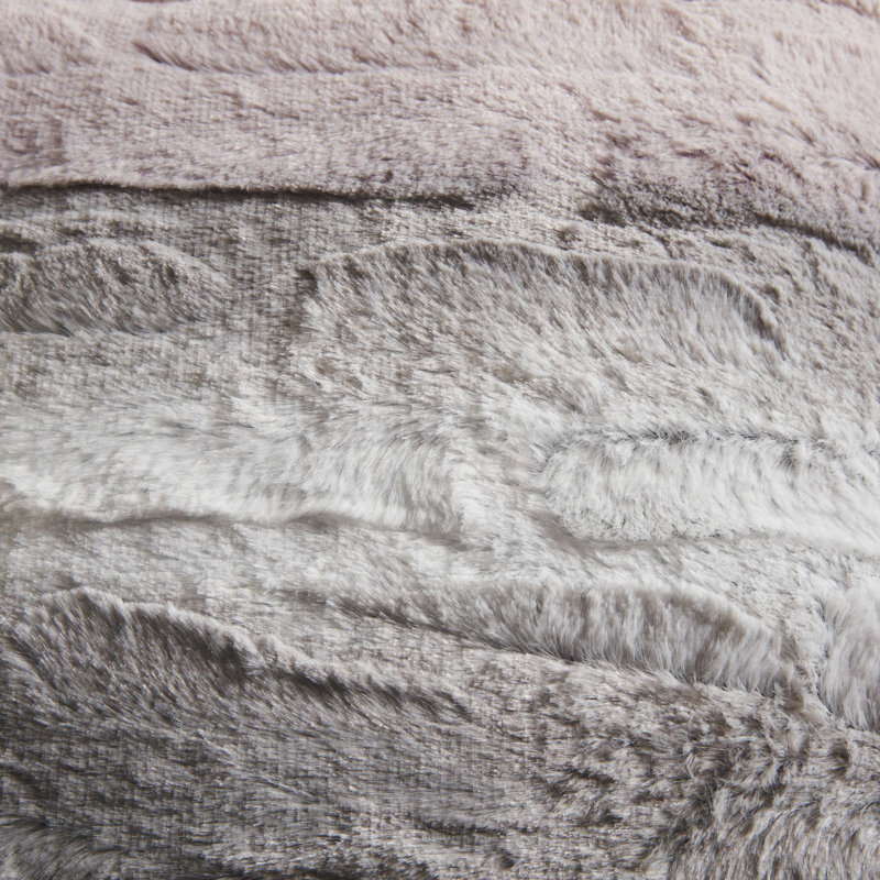 Faux Fur Striped Throw Pillow, Blush/Gray