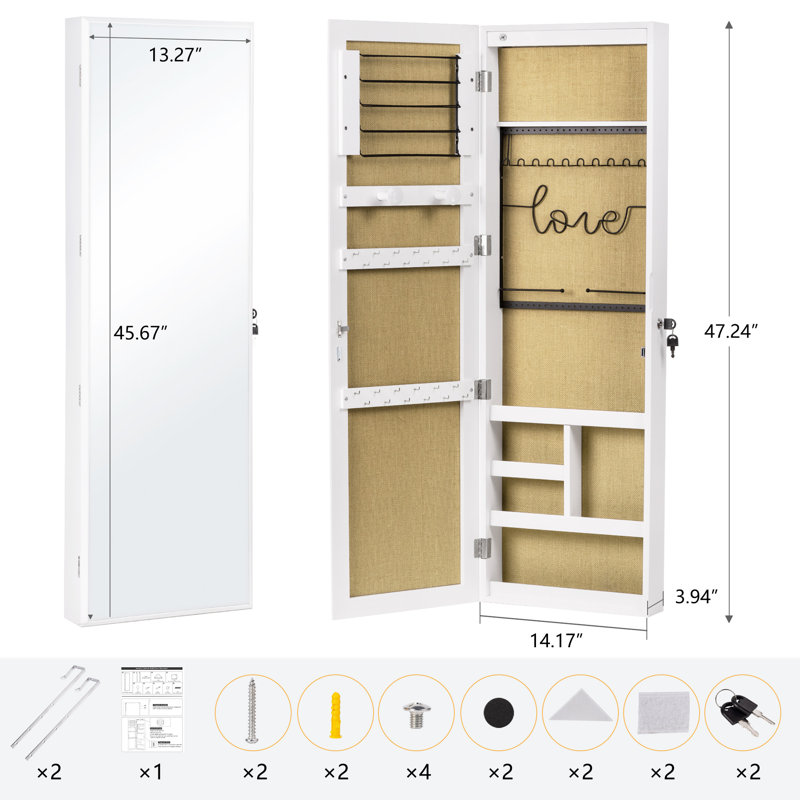 Armoire pour bijoux avec miroir Mevon