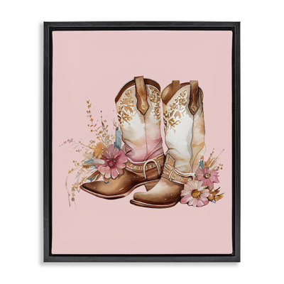 " Floral Pink Cowgirl Boots " by Birch&Ink