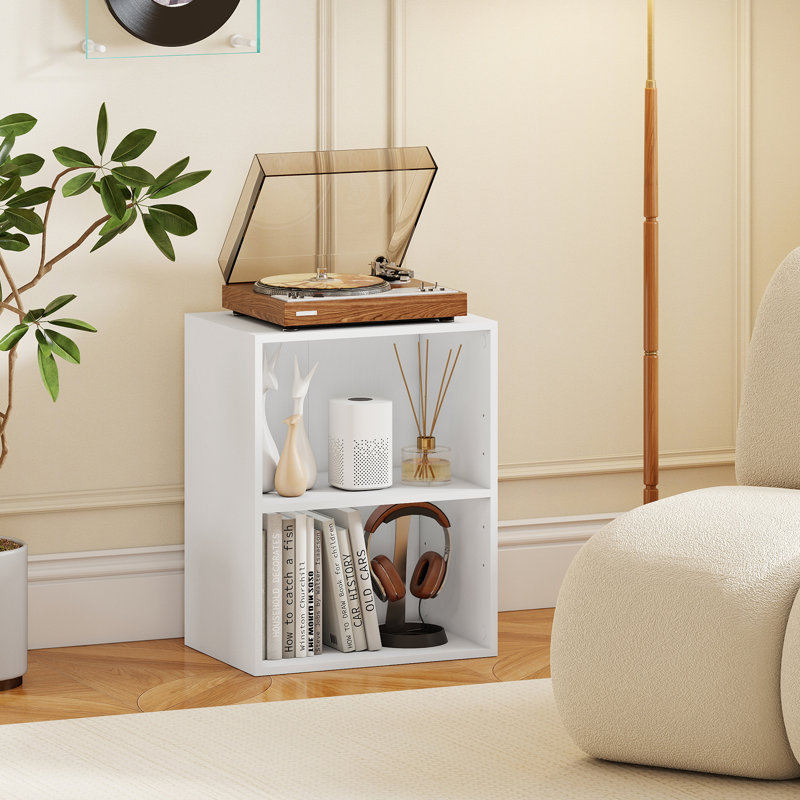 Bibliothèque à 2 cubes avec tablettes réglables à 5 positions, 1, Blanc