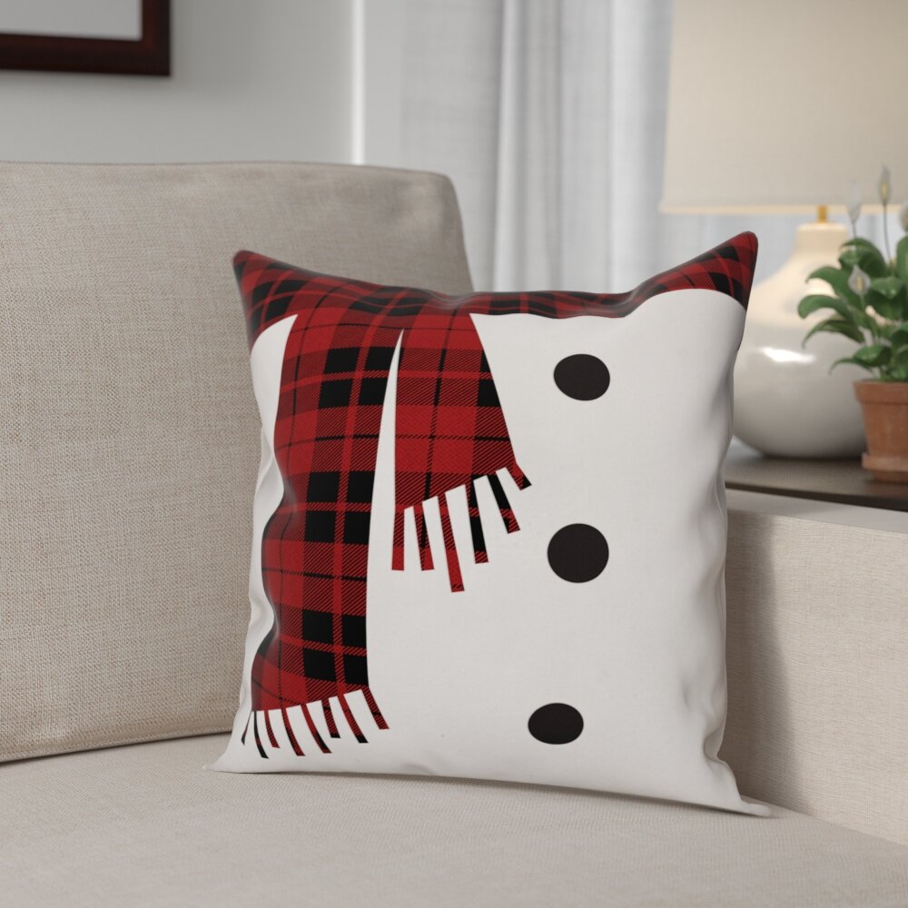 Red Snowman with Ribbon Scarf Christmas Throw Pillow, 18