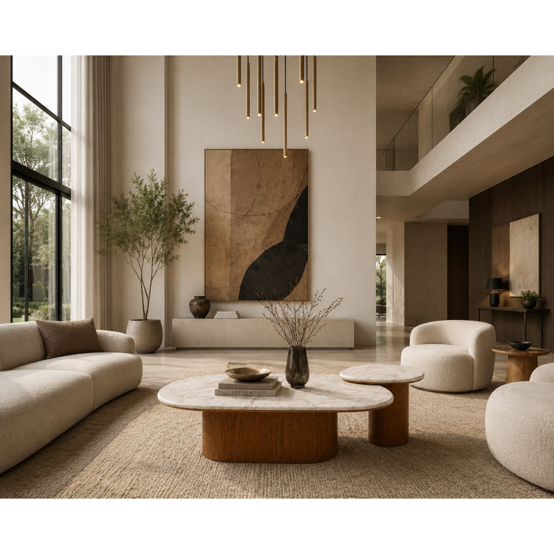 Universum Marble Nesting Coffee Table, White / Brown