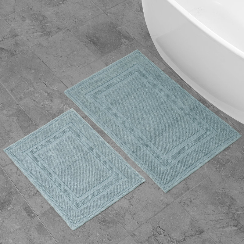 Bryson 100% Cotton Bath Rug, Washed Aqua