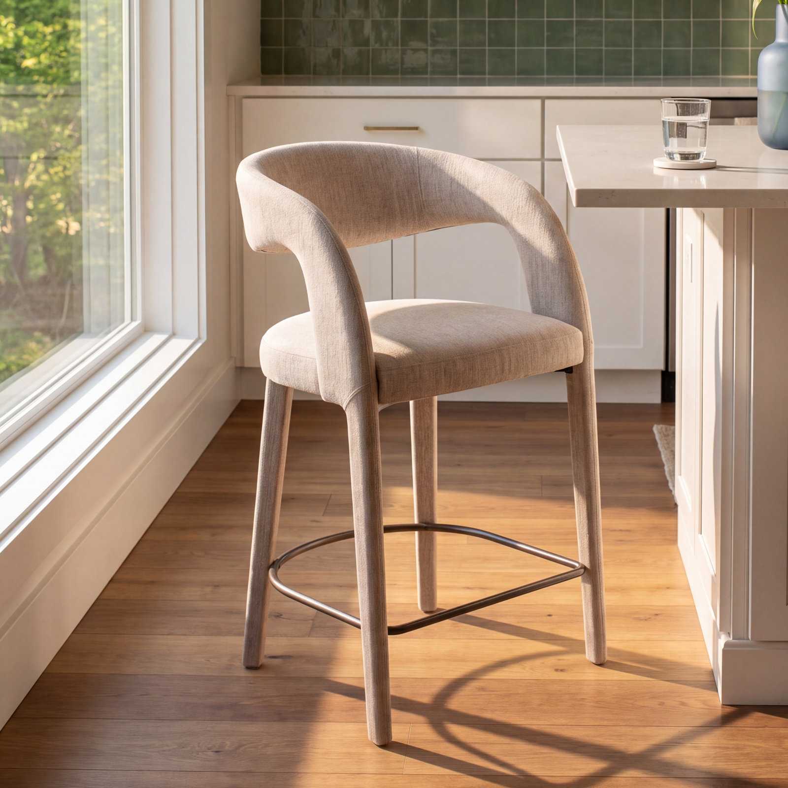 Geoffrey Bar and Counter Stool, Savile Flannel/Polyester Blend, Counter Stool (26.57" Seat Height)