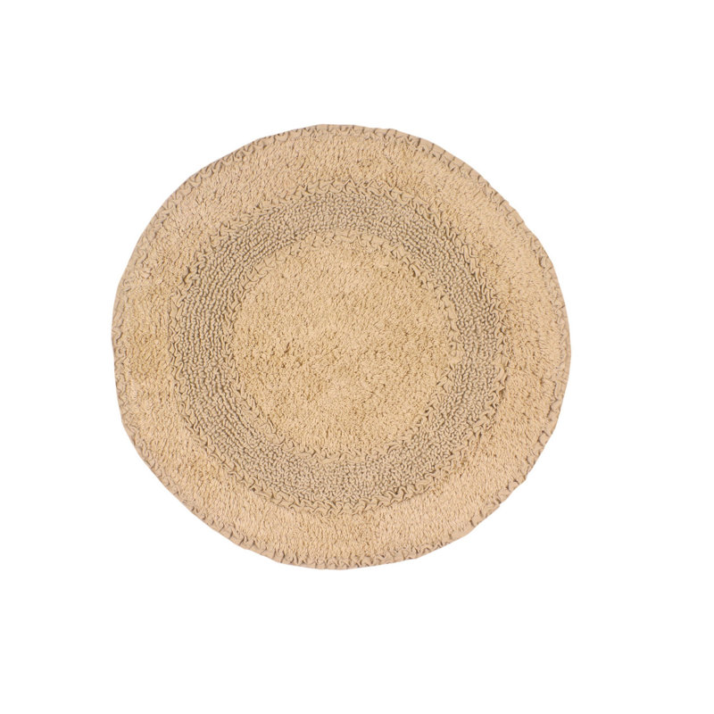 Plush Cotton Round shape bath Rug, Linen, 22"W x 22"L