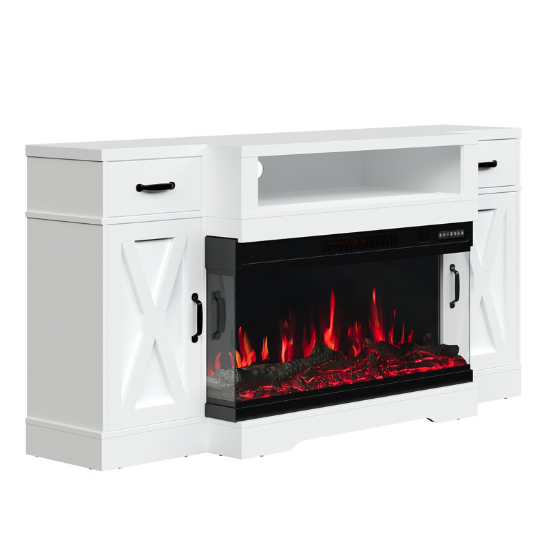 Meuble télé avec foyer 36 po, Blanc