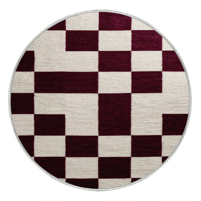 Tapis beige à carreaux lavable à la machine