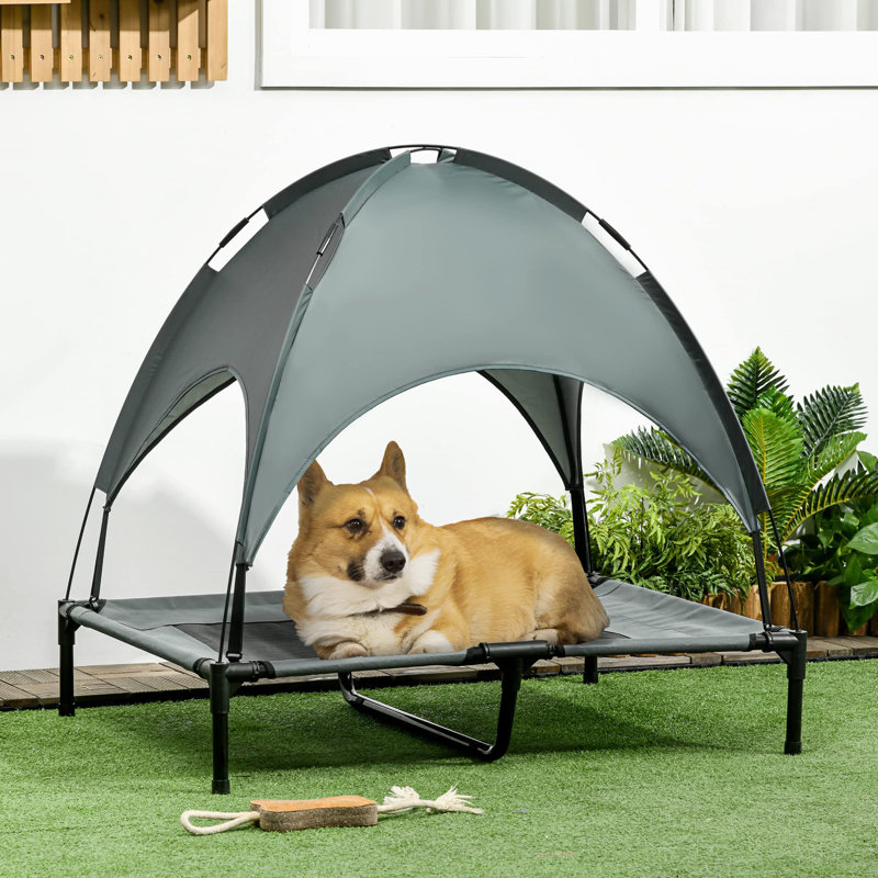 Elevated Dog Bed Cooling Raised Pet Cot, 90cm H x 92cm W x 76cm D, Grey