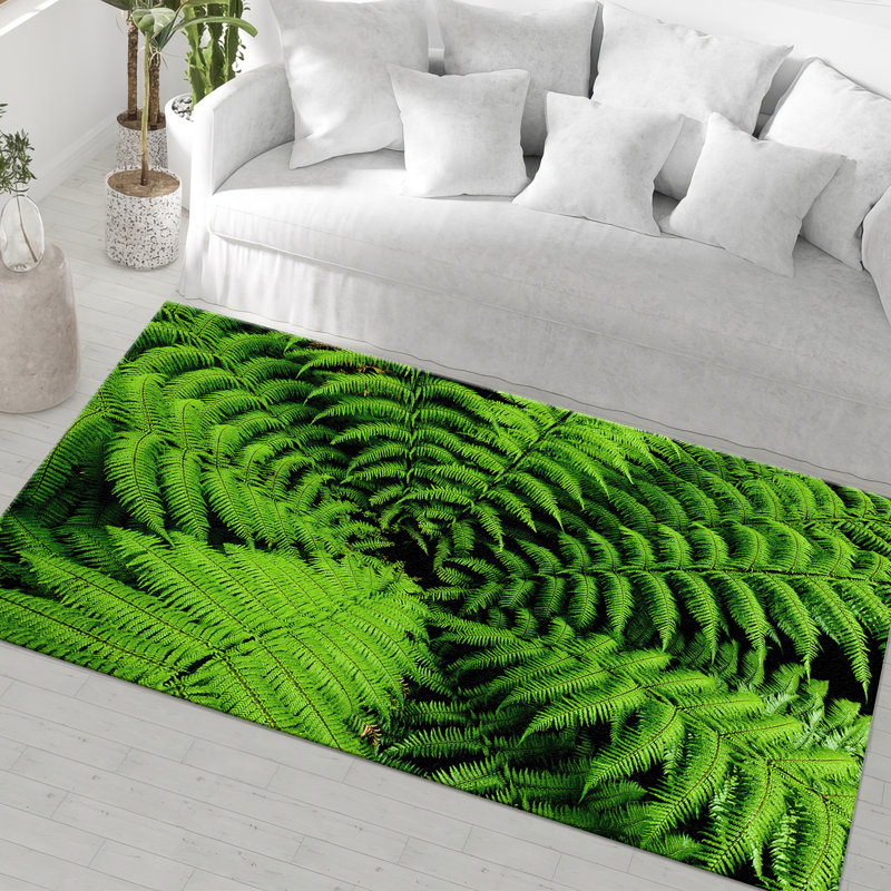 Stylish Non Woven Thin Type Printed Rug with Elegant Floral and Leaf Design for Indoor Use, Rectangle 5'3" x 7'7"