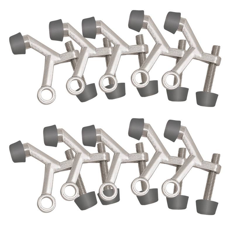 2-1/10 in. x 1-3/4 in. Standard Hinge Pin Door Stop Value Pack, Satin Nickel