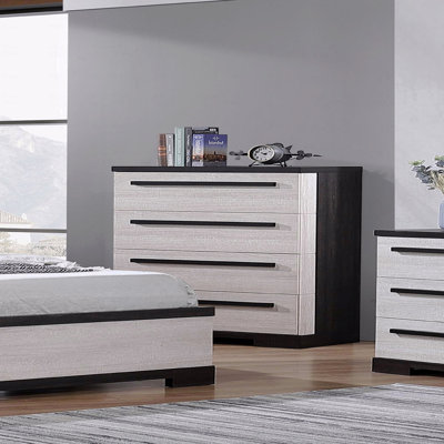 Commode 4 tiroirs, mobilier de chambre contemporain en bois 1Pc