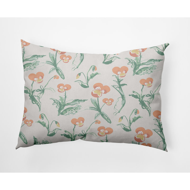Floral Lumbar Pillow, Orange