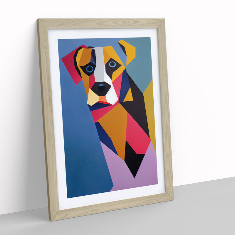 Abstract Dog No.5 - Framed Print, 34cm H x 25cm W x 2cm D, Oak