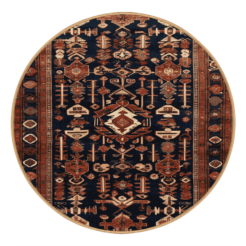 Tapis brun lavable à la machine, Rond 7 pi