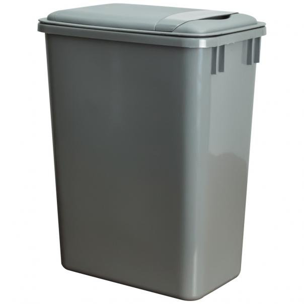 Plastic Open Kitchen Trash Can, 12.5, 22.41" H x 9.81" W x 14.875" D, Gray