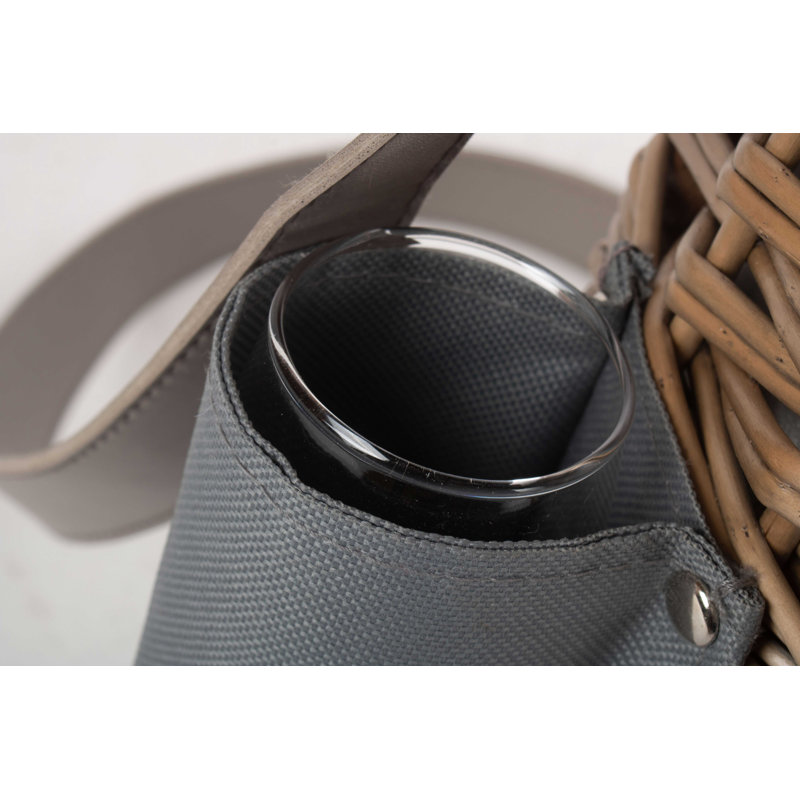 Wicker Champagne Bottle & Glass Carrier