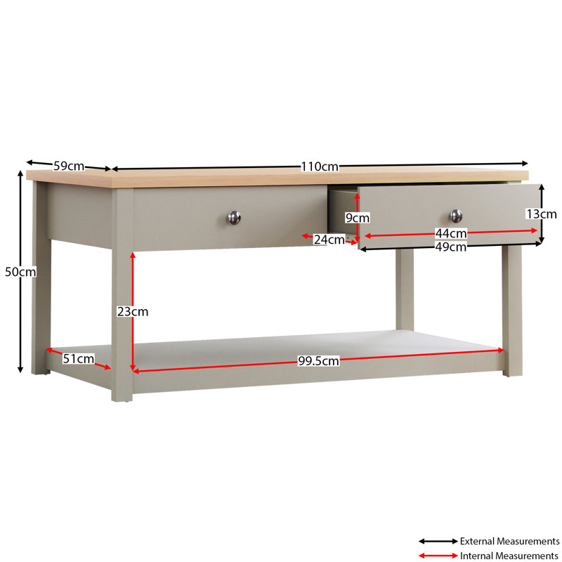 Beacsfield Frame Coffee Table with Storage, Grey