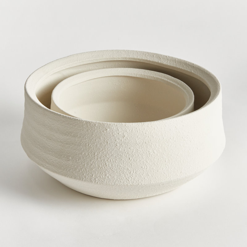 Montecito Handmade Terracotta Decorative Bowl, White