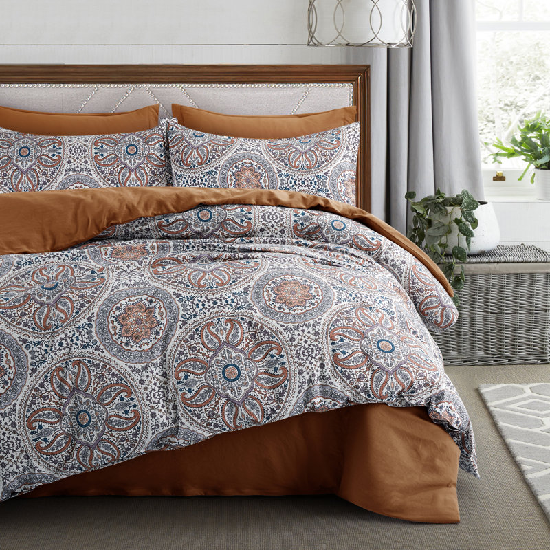 Bohemian Cotton Sateen Duvet Cover, King Duvet Cover + 2 King Shams