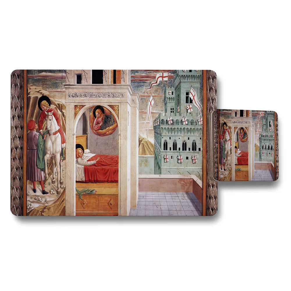 Placemat and Coaster Set Featuring Renaissance Fresco Artwork