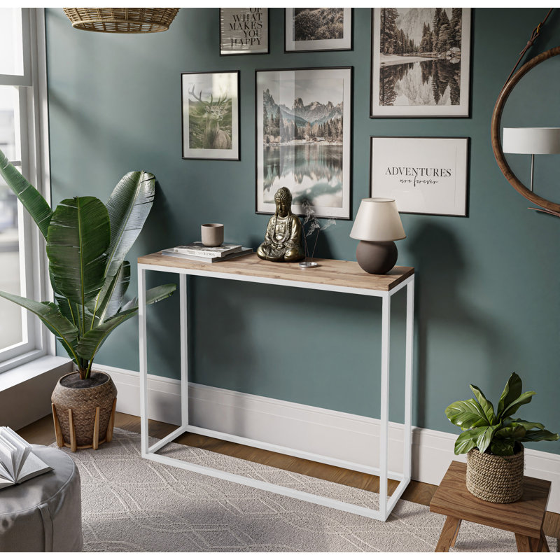 Burmaster Console Table, Wotan Oak, White, 80cm H x 100cm W x 30cm D