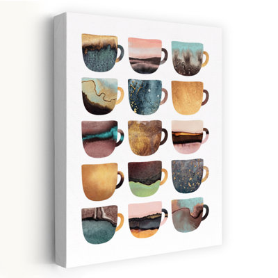 Abstract Patterned Cups Abstract Colorful Modern Wall Art