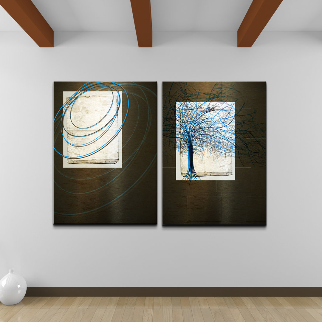 " Abstract Spa " by Ready2HangArt 2 - Pieces Ebern Designs