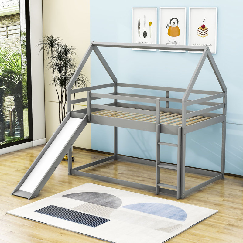 Pugsley Kids Twin Over Twin Bunk Bed, Gray