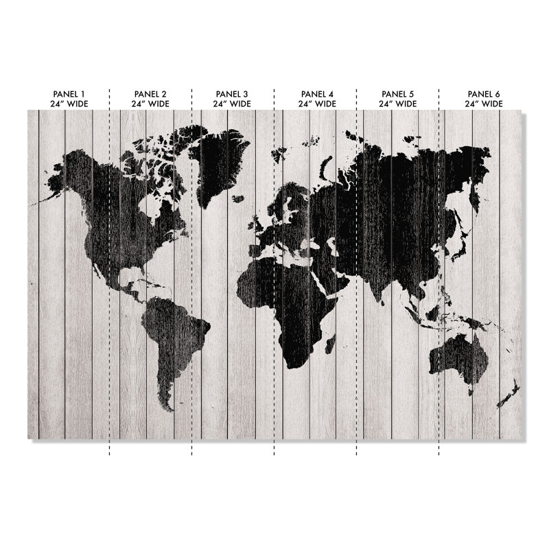 Murale du monde en bois, l 96 po x L 144 po
