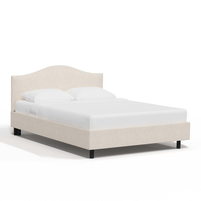Lit plateforme tapissier, Lin classique talc, Très grand