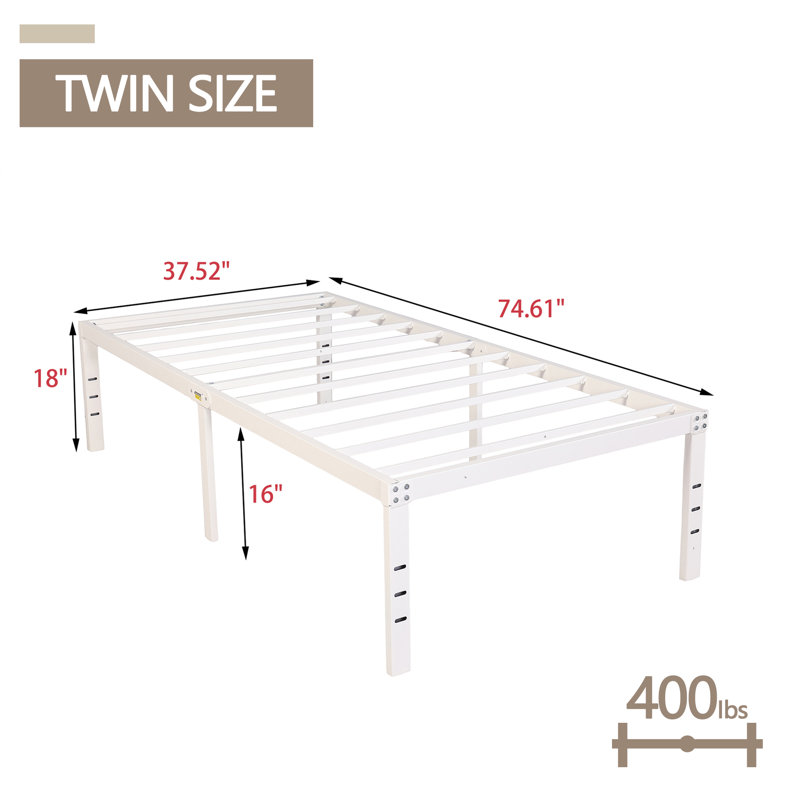 Base de lit plateforme en métal, Simple, Blanc