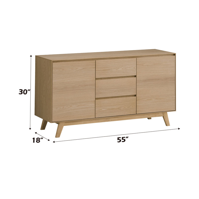 Kasem Oak Finish Server,Sideboard,Buffet table with wood frame