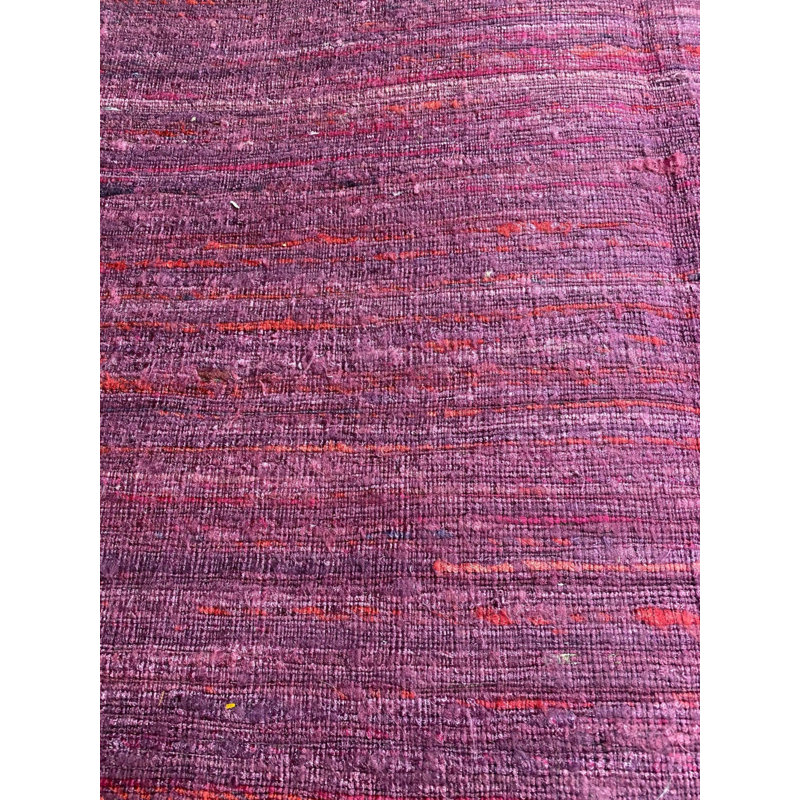 Tapis mauve en soie 8 pi x 10 pi sans motif de couleur unie