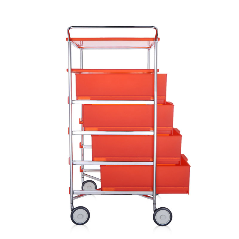 Mobil Storage Drawer, Translucent Ice, 4 Drawers with Open Shelf and Wheels