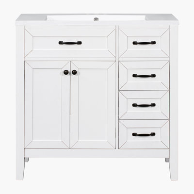 Base de meuble-lavabo simple 35,5 po en blanc seulement