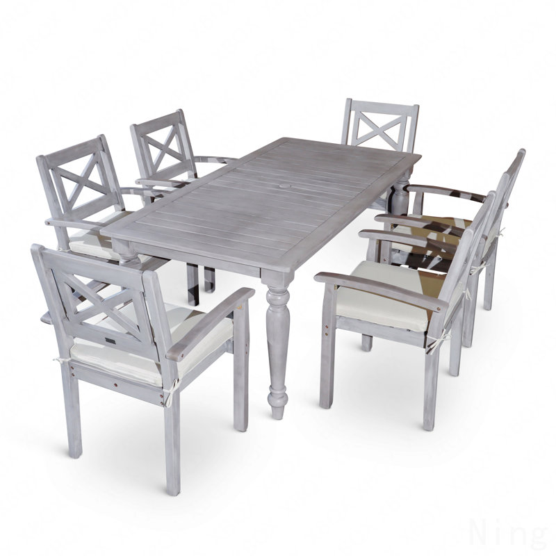 Ensemble repas rectangulaire 7 pièces, patio extérieur